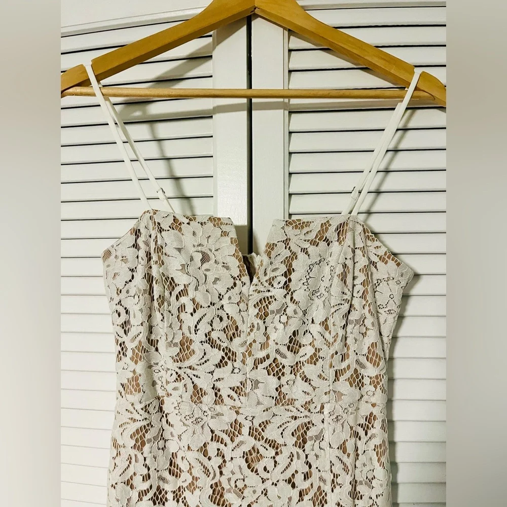 Lulu's White Lace Dress with Nude Lining - Picture 2 of 12